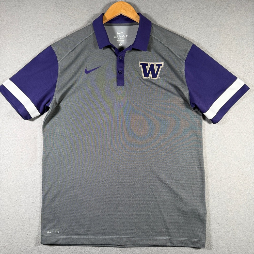 Nike Dri-FIT Washington Huskies Mens Polo Shirt‎ Gray Purple Medium SP16KUB